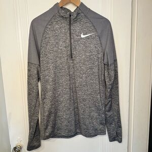 Nike Running Dri-Fit Gray 1/4 Zip Shirt with Thumbholes Men’s Small